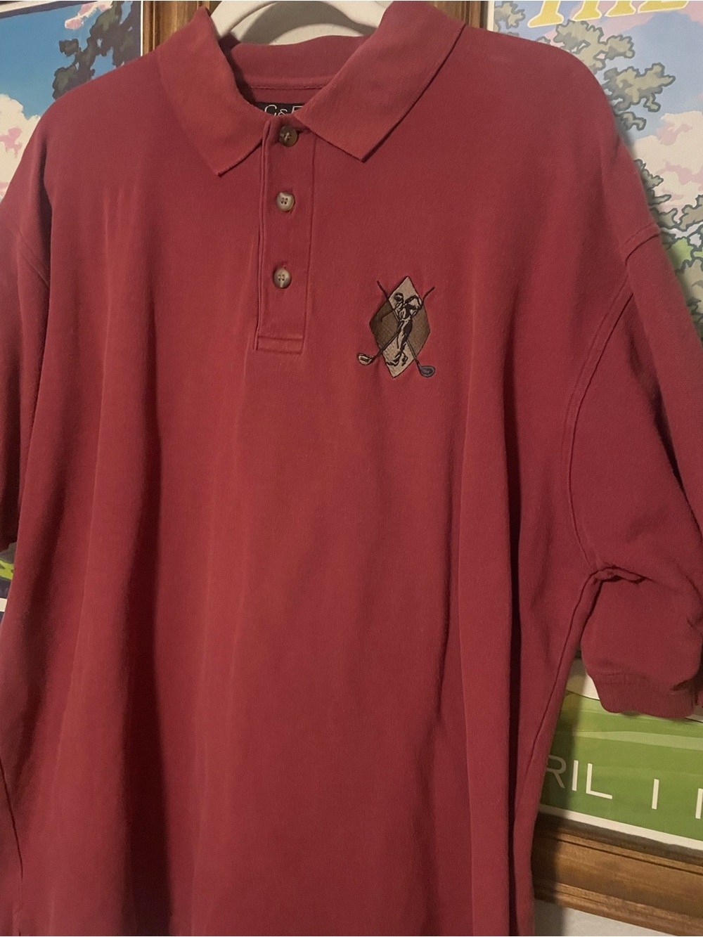 Vintage C&B Sport Croft & Barrow Golf Polo Shirt Mens L Red Golfer Embroidered